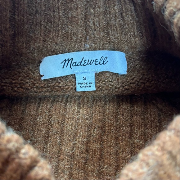 Madewell Mod Retro V Mock Turtleneck Long Sleeved Cinnamon Brown Sweater Size SM - Picture 5 of 11